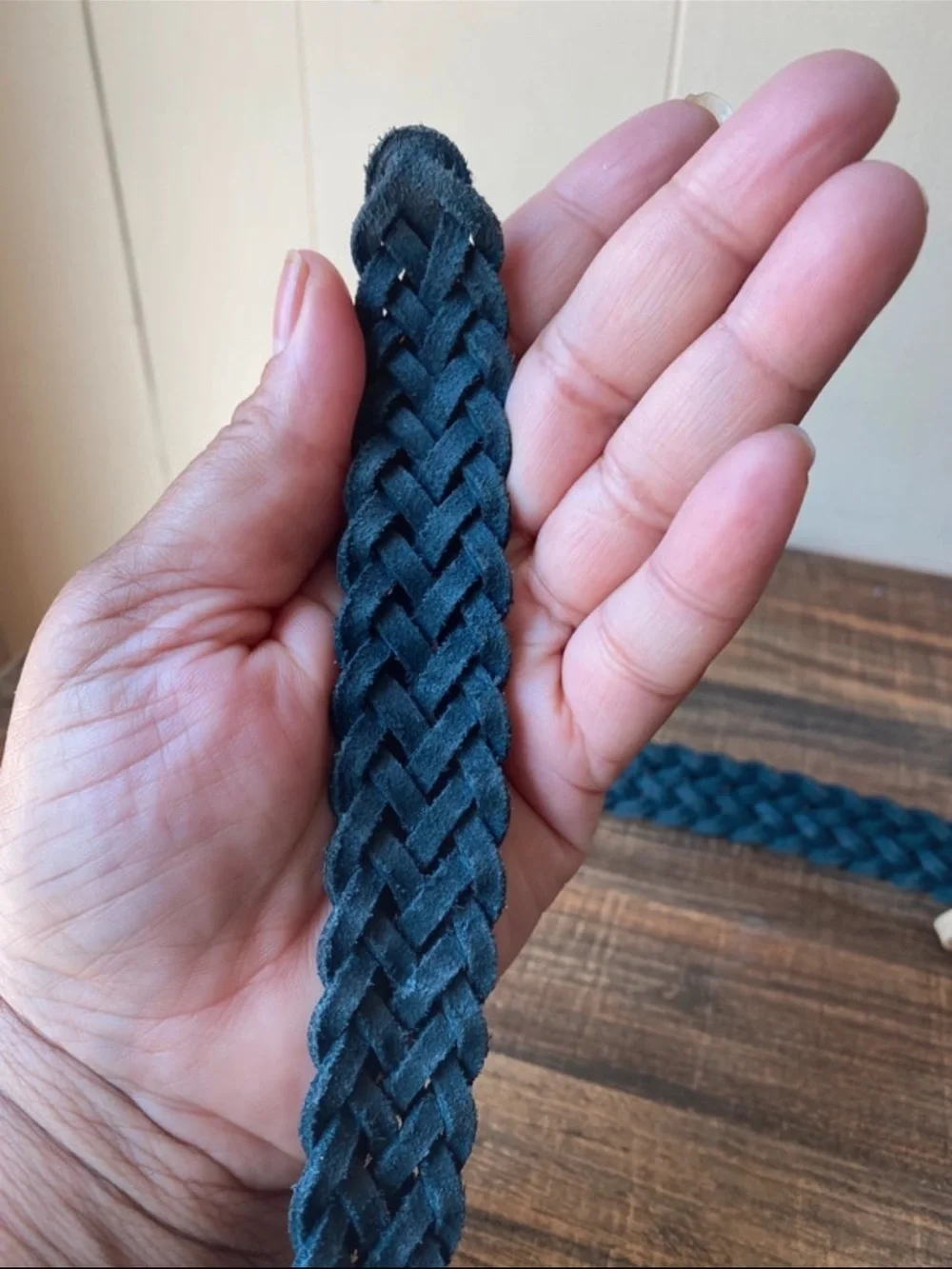 Vintage Leather Woven Belt, 32”